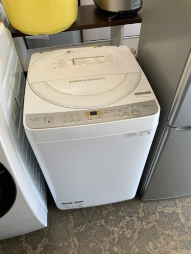 美品 シャープ 6.0kg全自動洗濯機 ES-GE6C-W 2019年製 シワ抑え 風乾燥 槽クリーン予約中