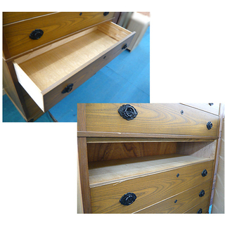 札幌【桐箪笥7段 鍵付】間口3尺5寸 持ち手付きの抽斗