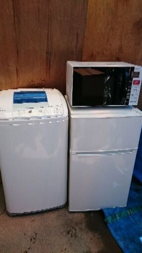 只今、商談中!!3点セット！！アマダナ 電気冷凍冷蔵庫 AT-HR11 　86L ２ドア右開き　2017年製ハイアール(Haier) JW-K50M 全自動洗濯機 5.0K 2017年製・YAMAZENオーブンレンジ YRC-160V(W) 2018年製