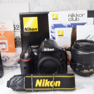 S数8630回●Wi-Fi転送●自撮りに最適●ニコン D5200 安心のゆうパック代引き発送！送料、代引き手数料無料！