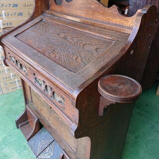 アンティーク 大正時代か昭和初期のオルガンのイス 木製 透かし彫