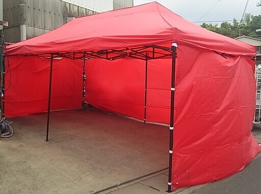 折畳みワンタッチ タープテント S-3X6C 3面横幕付 3X6m 　イベント