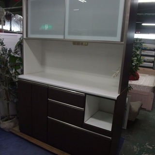 R1146) ニトリ キッチンボード  アルミナ140KB DBR 食器棚 店頭取引大歓迎♪