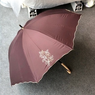 刺繍日傘（雨傘兼用）茶色