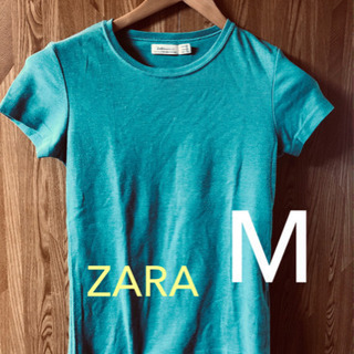 ZARA Tシャツ ターコイズブルー Mサイズ