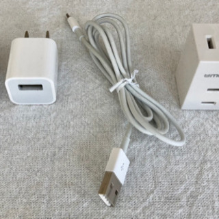 【アップル】USBケーブル+USB電源アダプタ、タコ足 セット