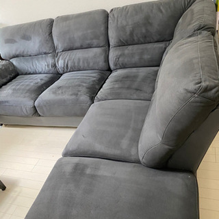 革ソファー L字 生地スウェード皮 高級ソファ