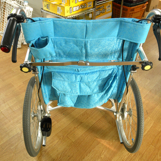 マツナガ 介助用車いす 折りたたみ ブレーキ付き 介護用品 ブルー 西岡店