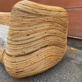 新品 未使用品 ソファ 3シーター 3人掛け ラタン ナチュラル 輸入品 中古品