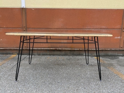新品 未使用品 ダイニングテーブル テーブル ラタン ナチュラル ガラス天板 輸入品 中古品