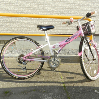 24インチ 自転車 ジュニアサイクル 女の子用 6段切替 カゴ付...