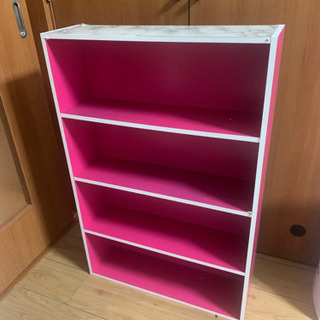 【2個セット】本棚/カラーボックス/ピンク