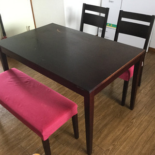 中古　食卓テーブル　セット　4人用　　テーブル　 幅120   ...