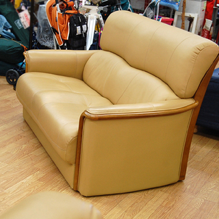 浜本工芸 本革 2人掛け ソファー WL-4850 W152 皮革 リビングチェア ベージュ系 ソファ HAMAMOTO ☆ 札幌市 清田区 平岡