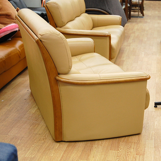 浜本工芸 本革 2人掛け ソファー WL-4850 W152 皮革 リビングチェア ベージュ系 ソファ HAMAMOTO ☆ 札幌市 清田区 平岡