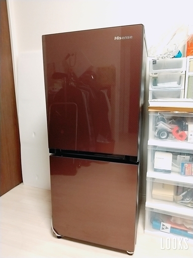 【受渡し予定者がきまりました】冷蔵庫 2ドア ハイセンス Hisense 2018年製 134L ブラウン ファン式 右開き 2ドア HR-G13A-BR