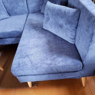 【未使用・訳アリ】北欧デザインカバーリングソファダイニング・アームソファ＋２P＋ベンチセット・ネイビー・2610