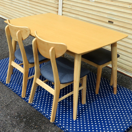 【交渉成立】 ぼん家具 ダイニングテーブル 4点セット 極美品 ￥15,000