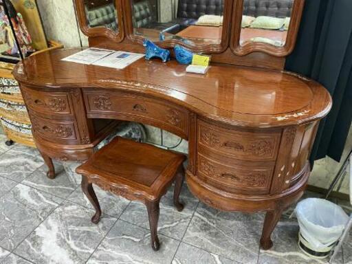 ラタン製ドレッサー Kazama】籐家具 ラタンのドレッサー 鏡台 椅子付