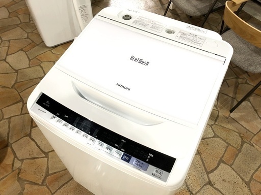 札幌近郊送料無料　分解清掃済み　8.0kg 全自動洗濯機 ビートウォッシュ 日立 BW-V80B 2017年製造 簡易乾燥機能