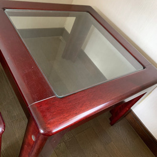 ガラス×木のローテーブル（正方形）