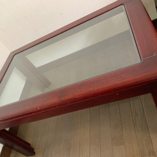 ガラス×木のローテーブル（長方形）