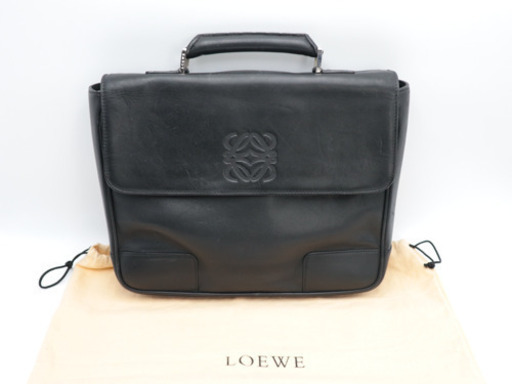 《LOEWE/レザー ロエベロゴ セカンドバッグ》ABランク 袋 ブラック 美品