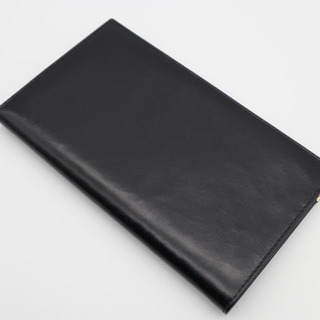 《GUCCI/金フチカーフレザー  二つ折り長財布》Aランク 箱 ブラック 美品