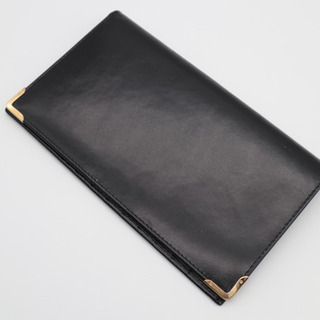 《GUCCI/金フチカーフレザー  二つ折り長財布》Aランク 箱 ブラック 美品