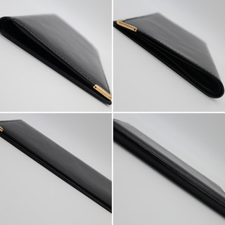 《GUCCI/金フチカーフレザー  二つ折り長財布》Aランク 箱 ブラック 美品