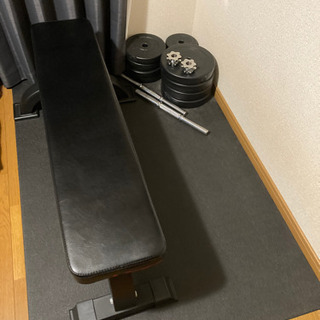 【家トレセット】フラットベンチ・ダンベル・防音マット