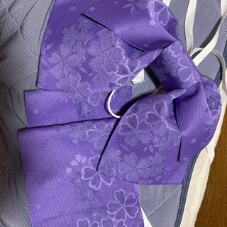 作り帯 紫 花柄