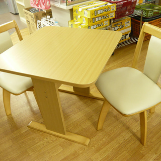 2人掛け ダイニングセット 回転チェア×2 テーブル幅80㎝ 木製 食卓 ...