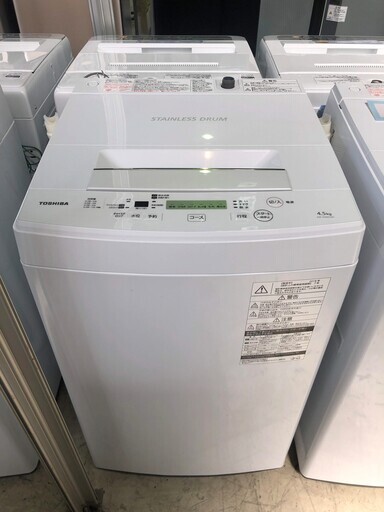◆安心の一年保証！洗濯機　4.5㎏　TOSHIBA/東芝　2018年製　AW-45M5　No.1320021602　ガーランド草加