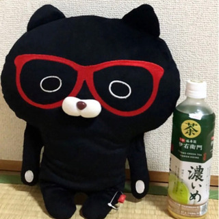新品☆ 黒猫 赤めがねぬいぐるみ 「meganeko」猫グッズ