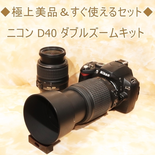 ★極上美品＆すぐ使えるSD★ニコン D40 ダブルズームキット