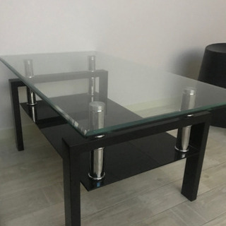 ソファテーブル(ガラス天板ブラック)