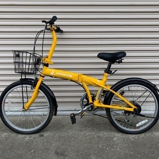 CAPTAIN　STAG 　サイズ20インチ　6段ギア　折りたたみ自転車　イエロー　中古美品！ CAPTAIN STAG サイズ20インチ 6段ギア 折りたたみ自転車 イエロー 中古