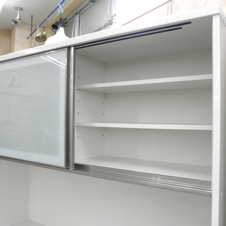 大型レンジボード 白エナメル 幅140cm 収納たっぷり♪ キッチンボード 食器棚　西岡店 エナメル調 キッチンボード レンジボード 白 幅140㎝ 大容量！ 食器棚