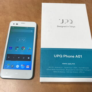 SIMフリー UPQ Phone A01 ホワイト 4.5インチ...