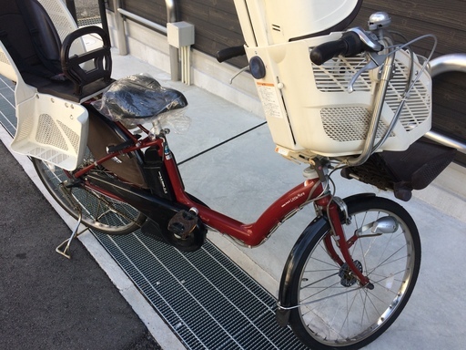 地域限定　ヤマハ　リトルモア　三人乗り　新基準　子供乗せ　赤　ギュット　アンジェリーノ　神戸市　電動自転車