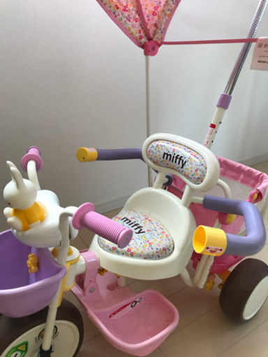 三輪車 カーゴサンシェード ミッフィー花柄