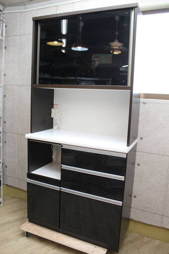 R278)【美品】松田家具 MATSUDA 食器棚 キッチンボード ロイスDレンジ 幅約100cm カウンター高約95cm