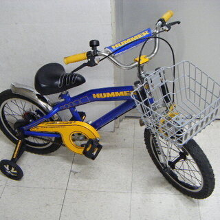 HUMMER 子供用 自転車 16インチ 青×黄 補助輪付き