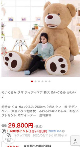 巨大テディベア　記念日、誕生日、クリスマスにどうぞ！