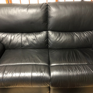 本革電動リクライニング２人掛けソファー
