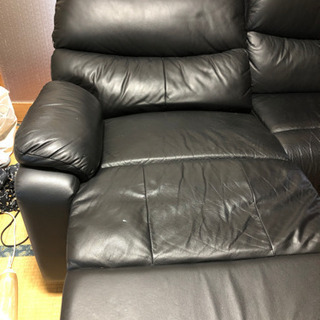 本革電動リクライニング２人掛けソファー