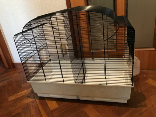 イタリア製　鳥かご　パーテーションあり2匹飼いあり
