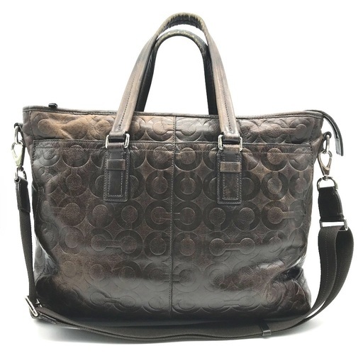 COACH コーチ 70253 ショルダーバッグ ビジネスバッグ オプアート ハンドバッグ トートバッグ 斜め掛け 肩かけ 2wayバッグ レザー ブラウン メンズ【