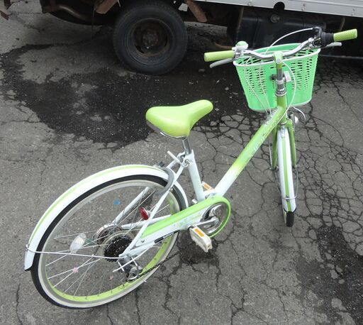 Shell Rose 22インチ ジュニアサイクル 自転車 子ども用 グリーン 6段切り替え付き